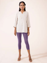 Load image into Gallery viewer, Go Colors Dusty Purple Cotton Stretch Cropped Leggings
