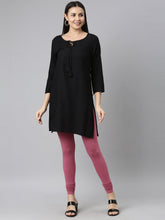 Load image into Gallery viewer, Go Colors Light Wine Cotton Stretch Ankle Length Leggings
