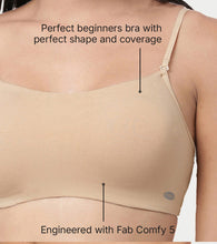 Load image into Gallery viewer, Enamor Moulded Double Layer Front Women's Cotton Cami Bra - Detachable Slim Straps with Back Keyhole, Non Padded, Wirefree, High Coverage - A022 (Skin)
