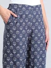 Load image into Gallery viewer, Go Colors Navy Woven Viscose Printed Palazzo
