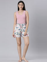 Load image into Gallery viewer, Go Colors White Woven Viscose Printed Lounge Shorts
