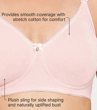 Load image into Gallery viewer, Enamor Comfort Shaper with Plush Side Shaper Panel Women's Cotton Everyday T-Shirt Bra - Detachable Straps, Non Padded, Wirefree, High Coverage - A055 (Pearl)
