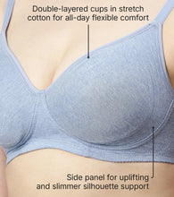 Load image into Gallery viewer, Enamor Innovations Fabcool Encircled  Side Support Shaper, Non Padded, Wirefree, High Coverage, Women's Cotton Everyday Bra  - A042 (Available in Plus Sizes) (Chambray Melange)
