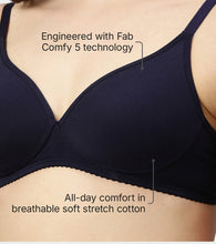Load image into Gallery viewer, Enamor Supima Cotton Women's Plunge Lift Everyday T-Shirt Bra - Extra Comfort, Padded, Wirefree, Medium Coverage - A039 (Estate Blue)
