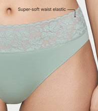 Load image into Gallery viewer, Enamor Drip Trim Lace Bikini for Women Low Waist, Lace at Waist - SMP03 (Sage Green)
