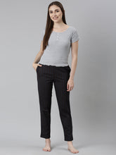 Load image into Gallery viewer, Go Colors Black Cotton Knit Printed Lounge Pants
