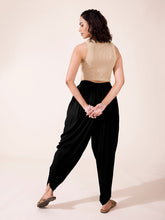 Load image into Gallery viewer, Go Colors Black Woven Viscose Harem Dhoti Pant
