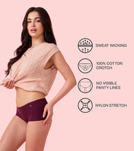 Load image into Gallery viewer, Enamor PS40 Innovations Invisi, All Day Comfort, Mid Waist Boyshorts Panty for Women - No Visible Panty Lines, Breathable, Sweat wicking, Free Cut, Full Coverage -  Pack of 1 (Grape Wine)
