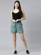 Load image into Gallery viewer, Go Colors Ocean Green Linen Shorts
