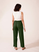 Load image into Gallery viewer, Go Colors Dark Olive Woven Viscose Casual Pants
