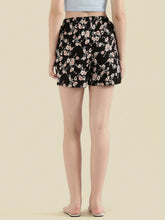 Load image into Gallery viewer, Go Colors Black Woven Viscose Printed Lounge Shorts
