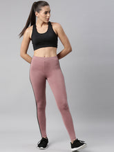 Load image into Gallery viewer, Go Colors Dusty Voilet Cotton Stretch Two Tone Side Stripe Track Pant
