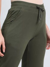 Load image into Gallery viewer, Go Colors Dark Olive Cotton Stretch Track Pant
