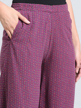Load image into Gallery viewer, Go Colors Purple Woven Viscose Printed Palazzo
