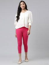 Load image into Gallery viewer, Go Colors Young Fuchsia Cotton Stretch  Cropped Leggings
