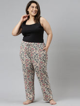 Load image into Gallery viewer, Go Colors Beige Cotton Knit Printed Lounge Pants
