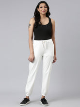 Load image into Gallery viewer, Go Colors Cream Cotton Stretch Casual Joggers
