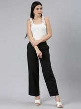 Load image into Gallery viewer, Go Colors Black Cotton Stripes Cargo Pant
