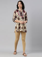Load image into Gallery viewer, Go Colors Wheat Cotton Stretch Ankle Length Leggings
