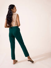 Load image into Gallery viewer, Go Colors Dark Green Cotton Stretch Kurti Pants
