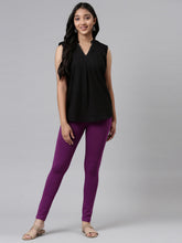 Load image into Gallery viewer, Go Colors Medium Purple Cotton Stretch  Ankle Length Leggings
