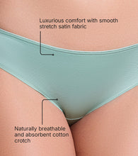 Load image into Gallery viewer, Enamor P184 Smooth Stretch Satin Bikini Panty for Women - Low Waist, Outer Elastic, Medium Coverage (Iceberg Green)
