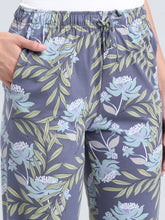 Load image into Gallery viewer, Go Colors Blue Cotton Knit Printed Lounge Pants
