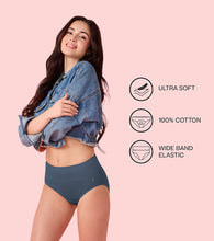 Load image into Gallery viewer, Enamor CW01 Cotton Classic, All Day Comfort, High Waist Brief - Breathable, Antimicrobial with Stain Release, Outer Brushed Wide Elastic, Full Coverage -  Pack of 1 (Orion Blue)
