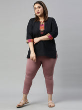 Load image into Gallery viewer, Go Colors Dusty Voilet Cotton Stretch Cropped Leggings
