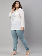 Load image into Gallery viewer, Go Colors Dusty Blue Cotton Stretch Churidar
