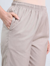 Load image into Gallery viewer, Go Colors Beige Cotton Pencil Pant
