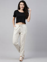 Load image into Gallery viewer, Go Colors Ecru Linen Ikat Pencil Pant
