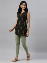 Load image into Gallery viewer, Go Colors Dusty Green Cotton Stretch Ankle Length Leggings
