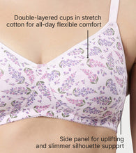 Load image into Gallery viewer, Enamor Innovations Fabcool Encircled  Side Support Shaper, Non Padded, Wirefree, High Coverage, Women's Cotton Everyday Bra  - A042 (Available in Plus Sizes) (Lupine Print)
