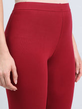Load image into Gallery viewer, Go Colors Bright Red Cotton Stretch Cropped Leggings
