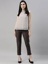 Load image into Gallery viewer, Go Colors Silver Grey Poly Modal Metallic Pants
