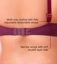 Load image into Gallery viewer, Enamor F193 Padded Wire-Free Medium Coverage Glam Scroll Plunge Bra - Plum Swill
