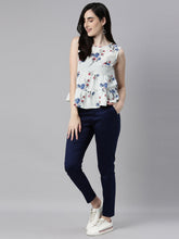 Load image into Gallery viewer, Go Colors Navy Woven Cotton Stretch Treggings
