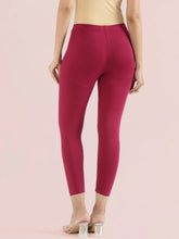 Load image into Gallery viewer, Go Colors Dark Fuchsia Cotton Stretch Cropped Leggings
