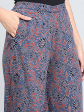 Load image into Gallery viewer, Go Colors Navy Woven Viscose Printed Palazzo
