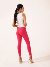Load image into Gallery viewer, Go Colors Medium Pink Cotton Stretch Ankle Length Leggings
