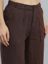 Load image into Gallery viewer, Go Colors Brown Linen Cargo Pants
