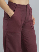 Load image into Gallery viewer, Go Colors Wine Linen Cargo Pants
