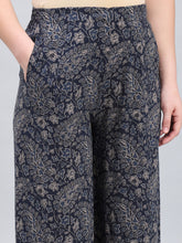 Load image into Gallery viewer, Go Colors Navy Viscose Printed Palazzo

