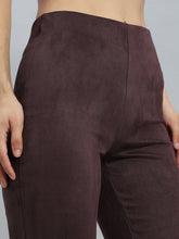 Load image into Gallery viewer, Go Colors Dark Wine Suede Bell Bottom
