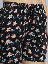 Load image into Gallery viewer, Go Colors Black Woven Viscose Printed Lounge Shorts
