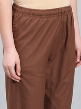 Load image into Gallery viewer, Go Colors Brown Cotton Pencil Pant
