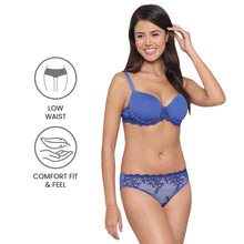 Load image into Gallery viewer, Wacoal Embrace Lace Low Waist Medium Coverage Bridal Wear Lace Bikini Panty - Dark Blue 64391
