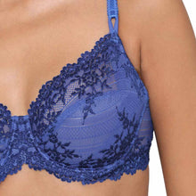 Load image into Gallery viewer, Wacoal Embrace Lace Non Padded Wired 3/4th Cup Bridal Wear Medium coverage Fashion Bra - Blue 65191
