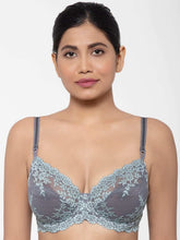 Load image into Gallery viewer, Wacoal Embrace Lace Non Padded Wired 3/4th Cup Bridal Wear Medium coverage Fashion Bra - Dark Grey 65191
